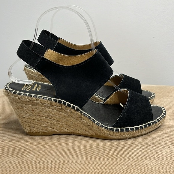 Andre Assous Womens Wedge Sandal Espadrille Size 9.5 Black Suede Reese-A - Picture 4 of 13